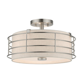 Semi-Flush Mts. Drum Shade by Livex Lighting ( 107 | 55118-91 Blanchard ) 
