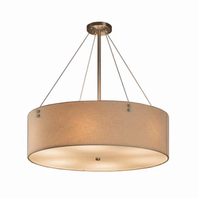 Pendants Drum Shade by Justice Designs ( 102 | FAB-9534-CREM-NCKL-F1-LED8-5600 Textile ) 