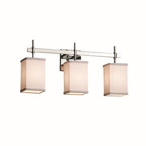 Bathroom Fixtures Three Lights by Justice Designs ( 102 | FAB-8413-15-WHTE-CROM-LED3-2100 Textile ) 