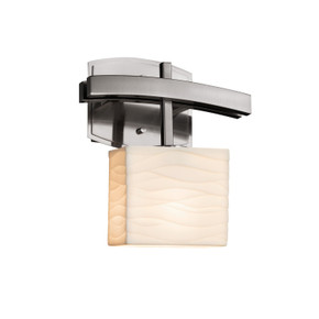 Sconces Single Glass by Justice Designs ( 102 | PNA-8597-55-WAVE-NCKL Porcelina ) 