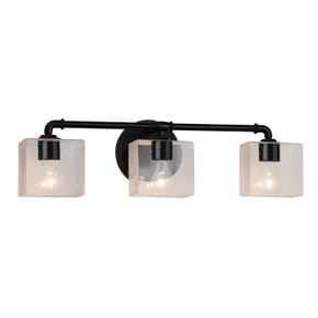 Bathroom Fixtures Three Lights by Justice Designs ( 102 | FSN-8463-55-SEED-MBLK-LED3-2100 Fusion ) 