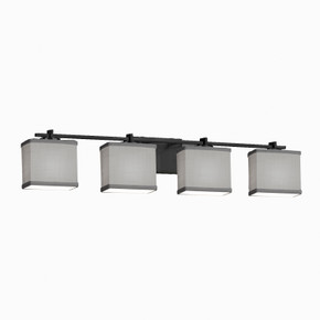 Bathroom Fixtures Four Lights by Justice Designs ( 102 | FAB-8444-55-GRAY-MBLK Textile ) 