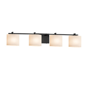 Bathroom Fixtures Four Lights by Justice Designs ( 102 | FSN-8444-30-OPAL-MBLK-LED4-2800 Fusion ) 