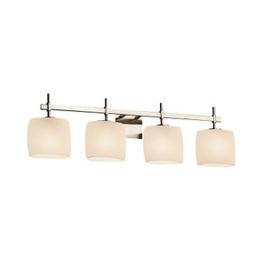 Bathroom Fixtures Four Lights by Justice Designs ( 102 | FSN-8414-30-OPAL-NCKL Fusion ) 
