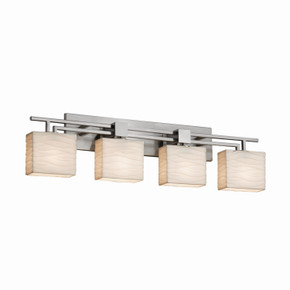 Bathroom Fixtures Four Lights by Justice Designs ( 102 | PNA-8704-55-WAVE-NCKL Porcelina ) 