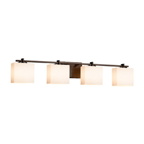 Bathroom Fixtures Four Lights by Justice Designs ( 102 | FSN-8444-55-OPAL-DBRZ Fusion ) 