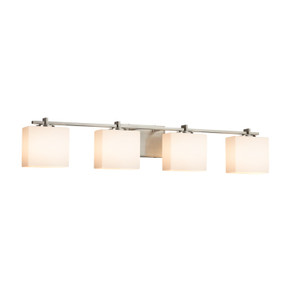 Bathroom Fixtures Four Lights by Justice Designs ( 102 | FSN-8444-55-OPAL-NCKL Fusion ) 