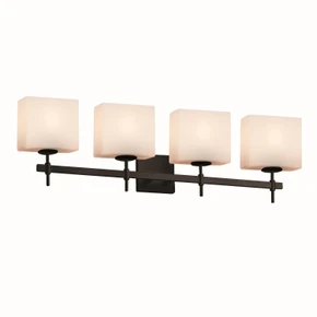 Bathroom Fixtures Four Lights by Justice Designs ( 102 | FSN-8414-55-OPAL-MBLK Fusion ) 