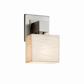 Sconces Single Glass by Justice Designs ( 102 | PNA-8707-55-WAVE-NCKL-LED1-700 Porcelina ) 