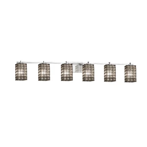 Bathroom Fixtures Five+Lights by Justice Designs ( 102 | WGL-8446-15-GRCB-CROM-LED6-4200 Wire Glass ) 