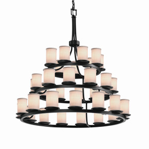 Large Chandeliers Candle by Justice Designs ( 102 | FAB-8712-10-WHTE-MBLK-LED36-25200 Textile ) 