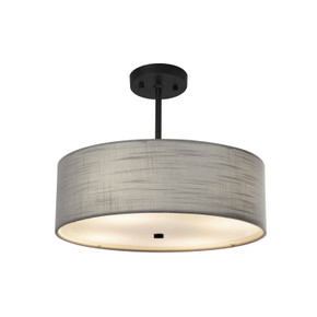 Pendants Drum Shade by Justice Designs ( 102 | FAB-9591-GRAY-MBLK Textile ) 
