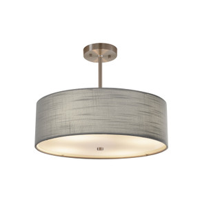 Pendants Drum Shade by Justice Designs ( 102 | FAB-9591-GRAY-NCKL Textile ) 