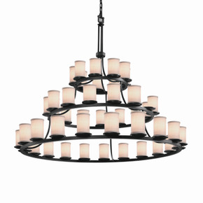 Large Chandeliers Candle by Justice Designs ( 102 | FAB-8714-10-WHTE-MBLK-LED45-31500 Textile ) 