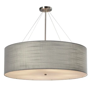 Mid. Chandeliers Drum Shade by Justice Designs ( 102 | FAB-9594-GRAY-NCKL Textile ) 