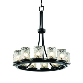 Mid. Chandeliers Glass Up by Justice Designs ( 102 | GLA-8763-16-CLRT-MBLK-LED12-8400 Veneto Luce ) 