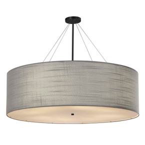 Pendants Drum Shade by Justice Designs ( 102 | FAB-9597-GRAY-MBLK Textile ) 