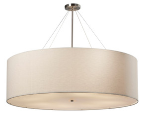 Pendants Drum Shade by Justice Designs ( 102 | FAB-9597-WHTE-NCKL-LED8-5600 Textile ) 