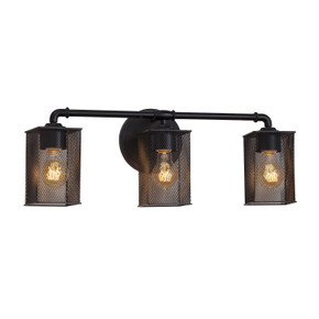 Bathroom Fixtures Three Lights by Justice Designs ( 102 | MSH-8463-15-MBLK Wire Mesh ) 