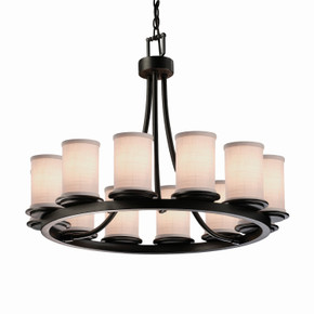 Mid. Chandeliers Glass Up by Justice Designs ( 102 | FAB-8768-10-WHTE-MBLK Textile ) 