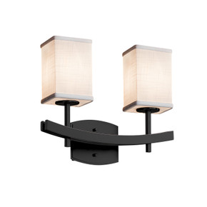 Bathroom Fixtures Two Lights by Justice Designs ( 102 | FAB-8592-15-WHTE-MBLK Textile ) 