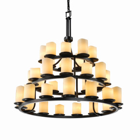 Large Chandeliers Glass Shade by Justice Designs ( 102 | CNDL-8712-14-CREM-MBLK-LED36-25200 CandleAria ) 