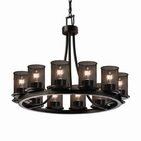 Mid. Chandeliers Metal Shade by Justice Designs ( 102 | MSH-8768-10-MBLK Wire Mesh ) 