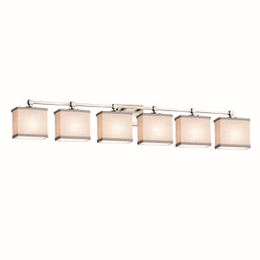 Bathroom Fixtures Five+Lights by Justice Designs ( 102 | FAB-8426-55-WHTE-NCKL-LED6-4200 Textile ) 
