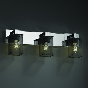 Bathroom Fixtures Three Lights by Justice Designs ( 102 | MSH-8923-15-NCKL Wire Mesh ) 