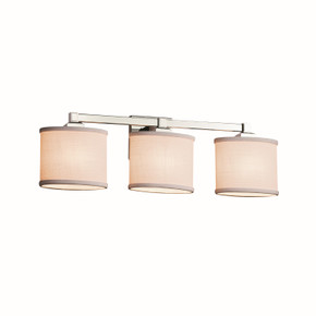 Bathroom Fixtures Three Lights by Justice Designs ( 102 | FAB-8433-30-WHTE-CROM Textile ) 