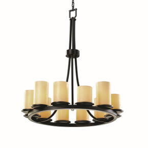 Mid. Chandeliers Glass Up by Justice Designs ( 102 | CNDL-8763-10-AMBR-MBLK-LED12-8400 CandleAria ) 