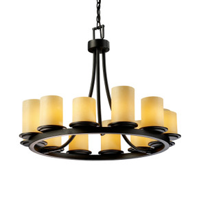 Mid. Chandeliers Glass Up by Justice Designs ( 102 | CNDL-8768-10-AMBR-MBLK-LED12-8400 CandleAria ) 