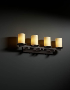 Bathroom Fixtures Four Lights by Justice Designs ( 102 | CNDL-8774-10-AMBR-DBRZ CandleAria ) 