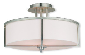Semi-Flush Mts. Drum Shade by Livex Lighting ( 107 | 51074-91 Wesley ) 