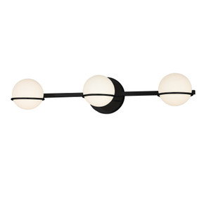 Bathroom Fixtures Three Lights by Justice Designs ( 102 | FSN-4163-OPAL-MBLK Fusion ) 