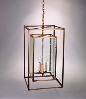 Foyer/Hall Lanterns Glass w/Frame by Northeast Lantern ( 196 | SS1424-AB-LT3-CSG Foyer ) 