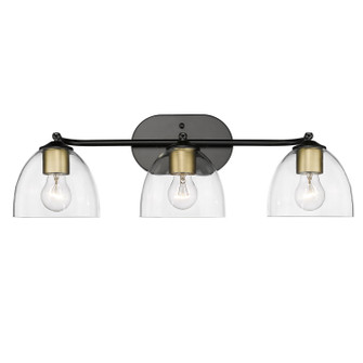 Bathroom Fixtures Three Lights by Golden ( 62 | 6958-3SF BLK-BCB-CLR Roxie ) 