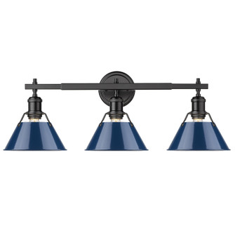 Bathroom Fixtures Three Lights by Golden ( 62 | 3306-BA3 BLK-NVY Orwell ) 