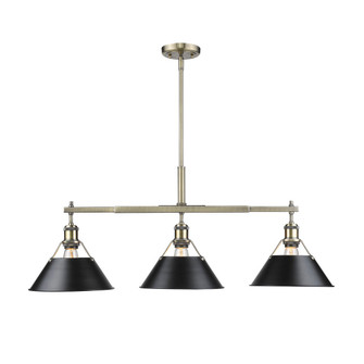 Linear/Island 3 Light Bar by Golden ( 62 | 3306-LP AB-BLK Orwell ) 