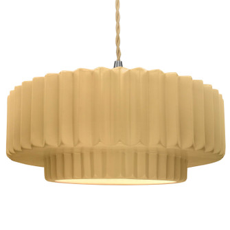 Pendants Drum Shade by Justice Designs ( 102 | CER-6555-MYLW-NCKL-BEIG-TWST Radiance ) 