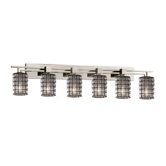 Bathroom Fixtures Five+Lights by Justice Designs ( 102 | WGL-8706-10-GRCB-NCKL-LED6-4200 Wire Glass ) 