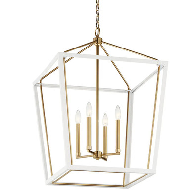 Foyer/Hall Lanterns Glass w/Frame by Kichler ( 12 | 52620CPZWH Delvin ) 