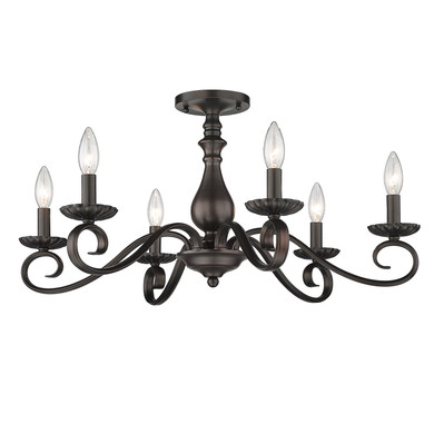 Semi-Flush Mts. Candle by Golden ( 62 | 3712-6SF RBZ Larrick ) 