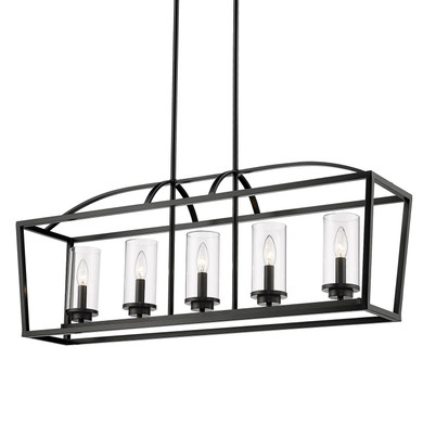 Linear/Island 4 Light + by Golden ( 62 | 4309-LP BLK-BLK-CLR Mercer ) 