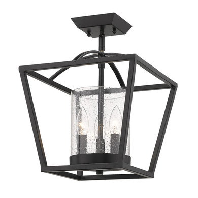 Semi-Flush Mts. Cage by Golden ( 62 | 4309-SF BLK-BLK-SD Mercer ) 