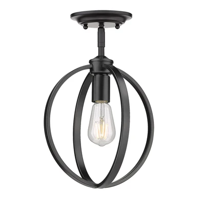 Semi-Flush Mts. Cage by Golden ( 62 | 3167-1SF BLK Colson ) 