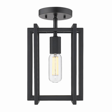 Semi-Flush Mts. Cage by Golden ( 62 | 6070-1SF BLK-BLK Tribeca ) 