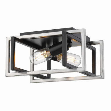 Flush Mounts Cage Style by Golden ( 62 | 6070-FM BLK-PW Tribeca ) 