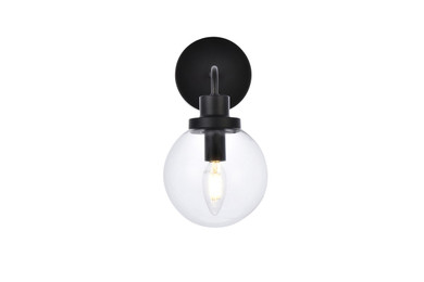 Sconces Single Glass by Elegant Lighting ( 173 | LD7031W8BK Hanson ) 