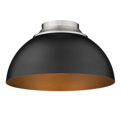 Flush Mounts Metal Shade by Golden ( 62 | 6956-FM PW-BLK Zoey ) 